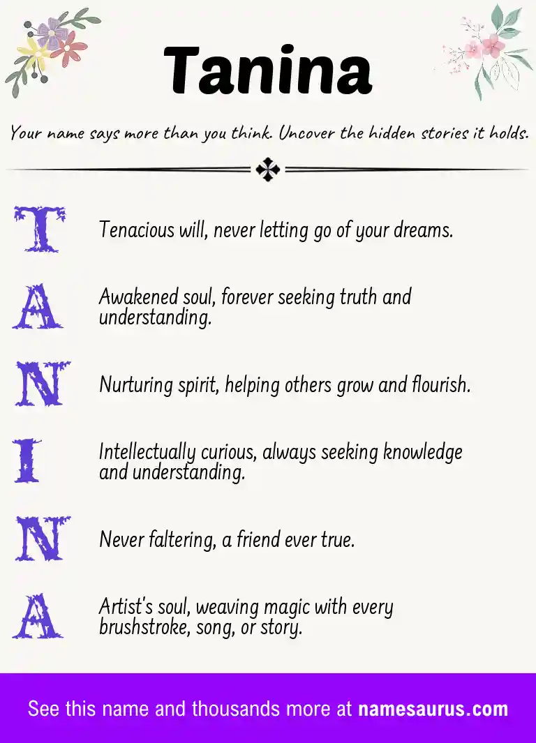 Acrostic poem about Tanina.