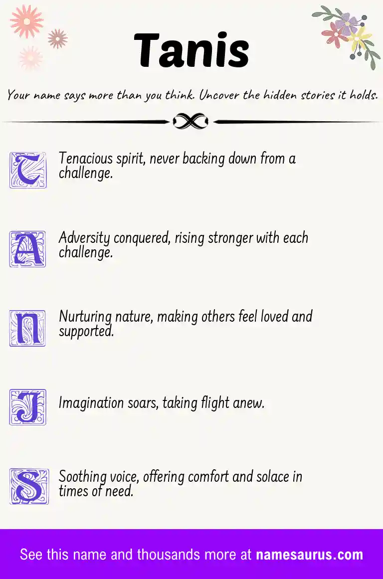 Acrostic poem about Tanis.