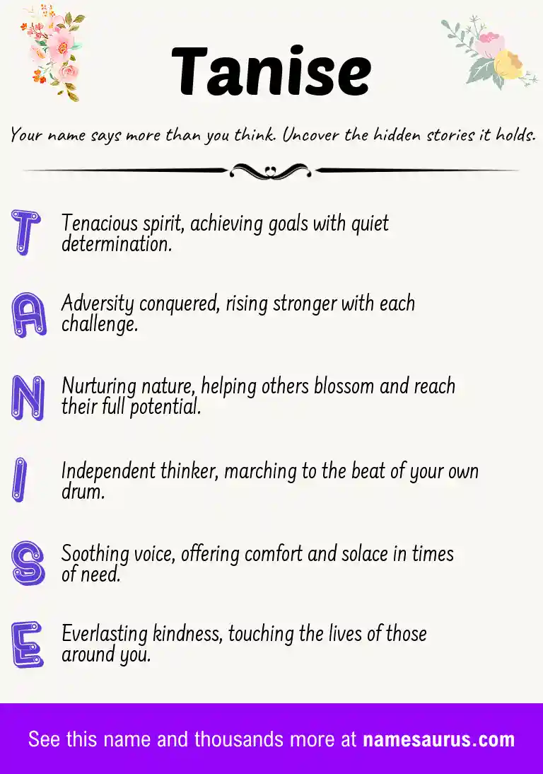 Acrostic poem about Tanise.