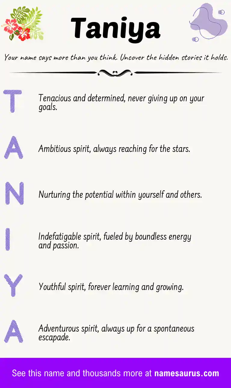 Acrostic poem about Taniya.
