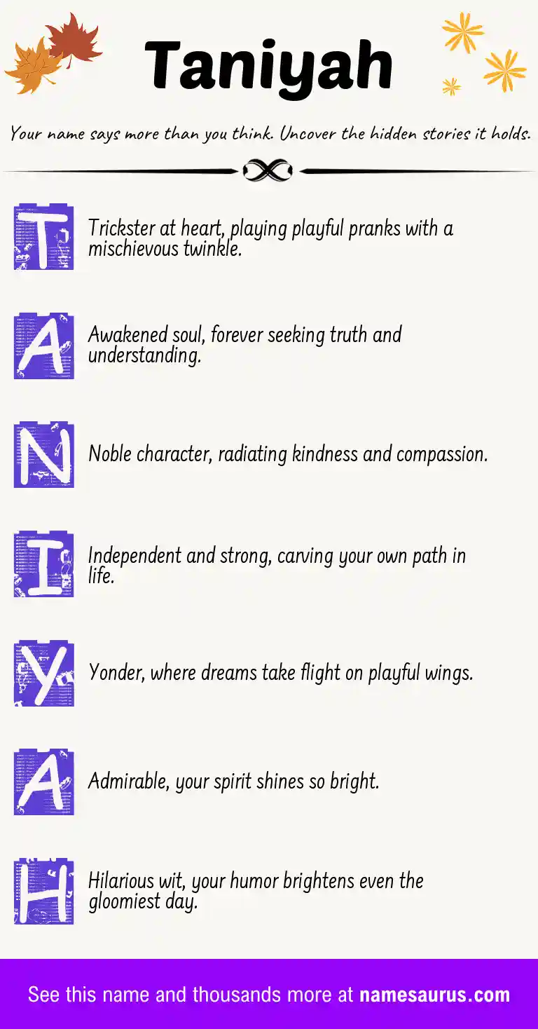 Acrostic poem about Taniyah.