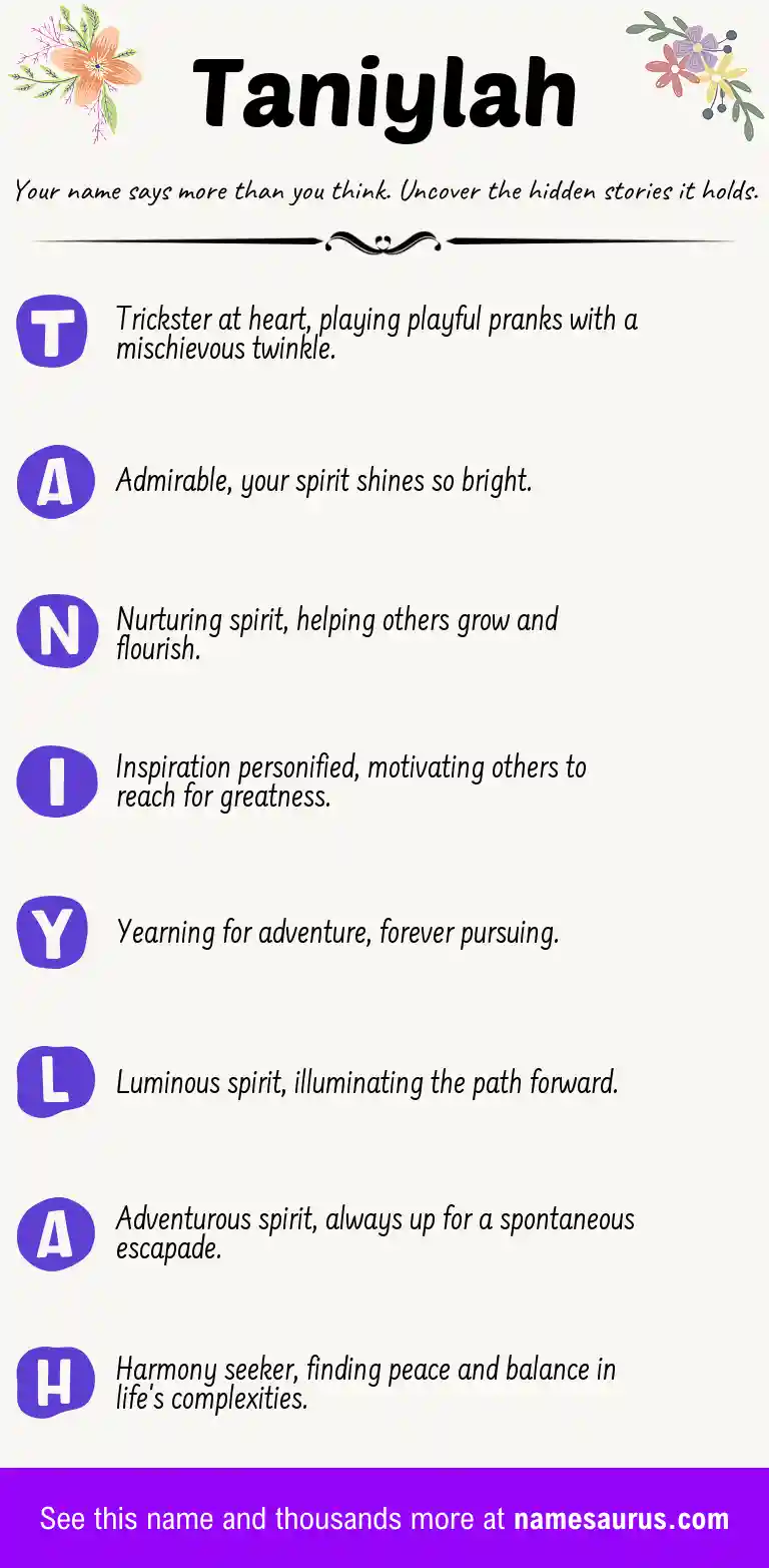 Acrostic poem about Taniylah.
