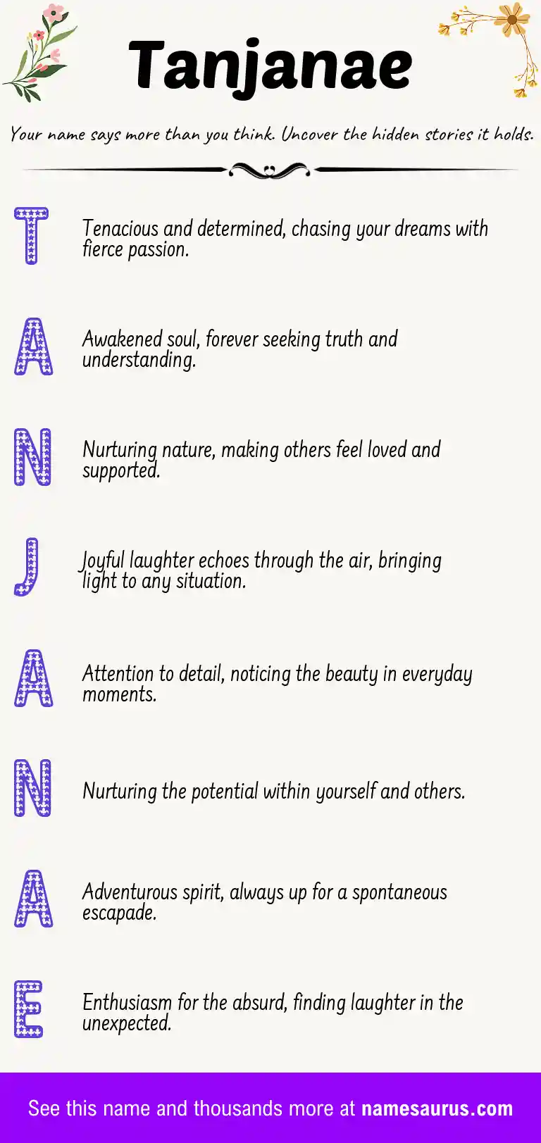 Acrostic poem about Tanjanae.