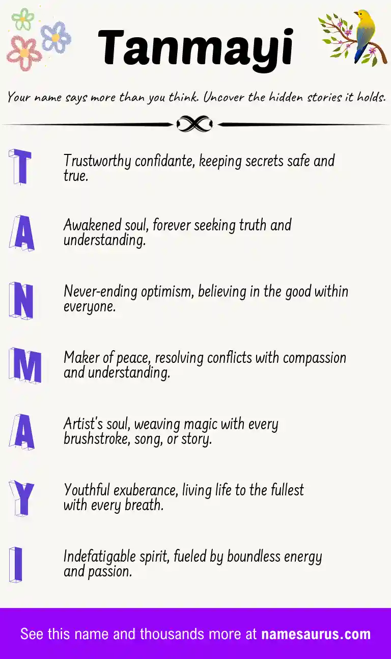 Acrostic poem about Tanmayi.