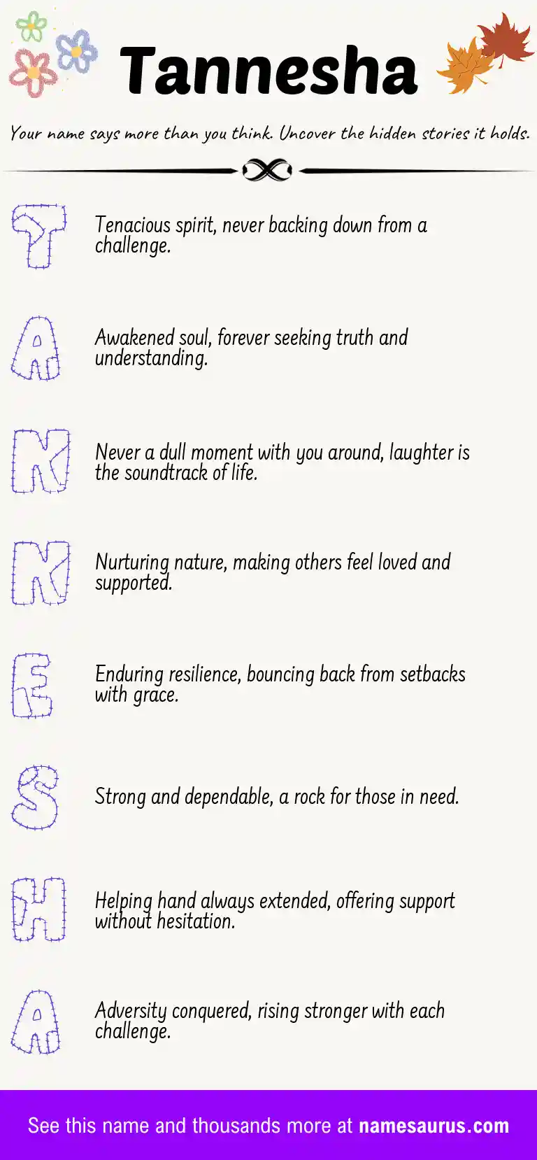 Acrostic poem about Tannesha.
