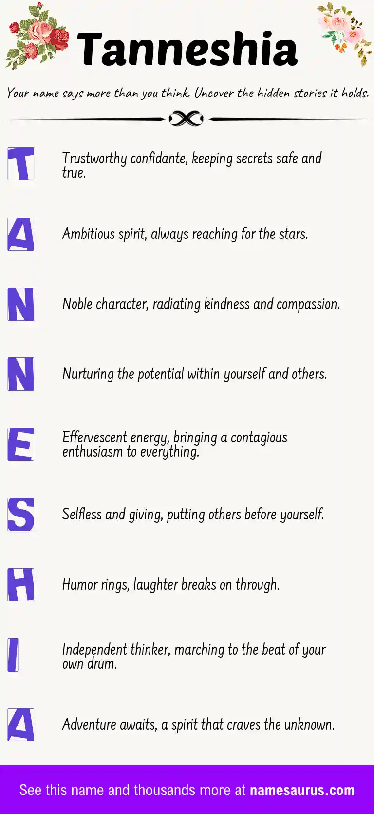 Acrostic poem about Tanneshia.