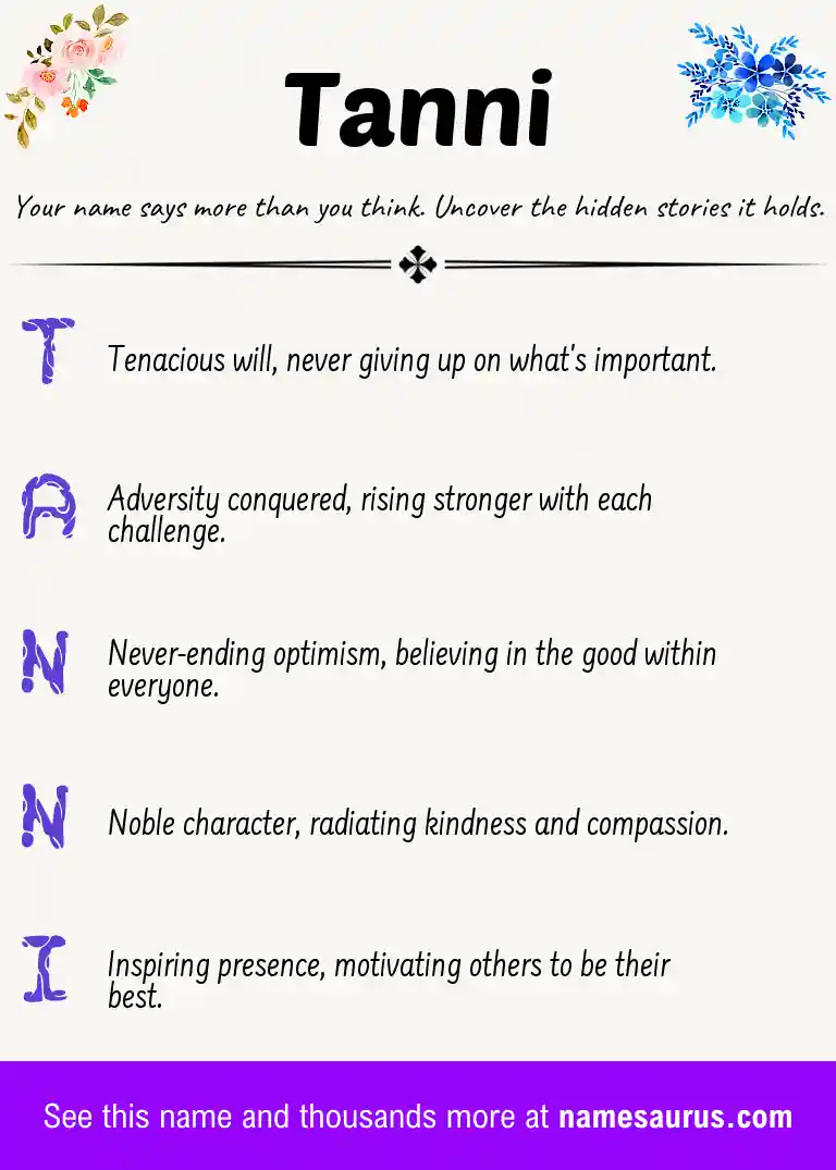 Acrostic poem about Tanni.