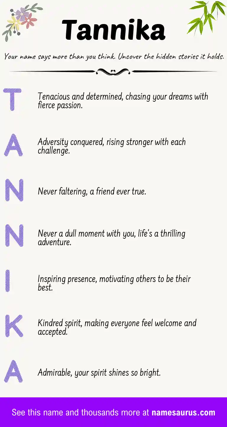 Acrostic poem about Tannika.
