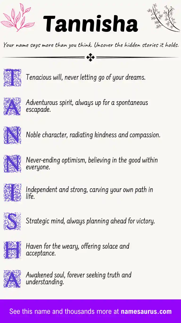 Acrostic poem about Tannisha.