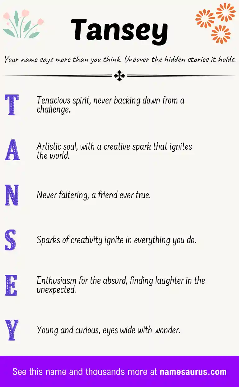 Acrostic poem about Tansey.