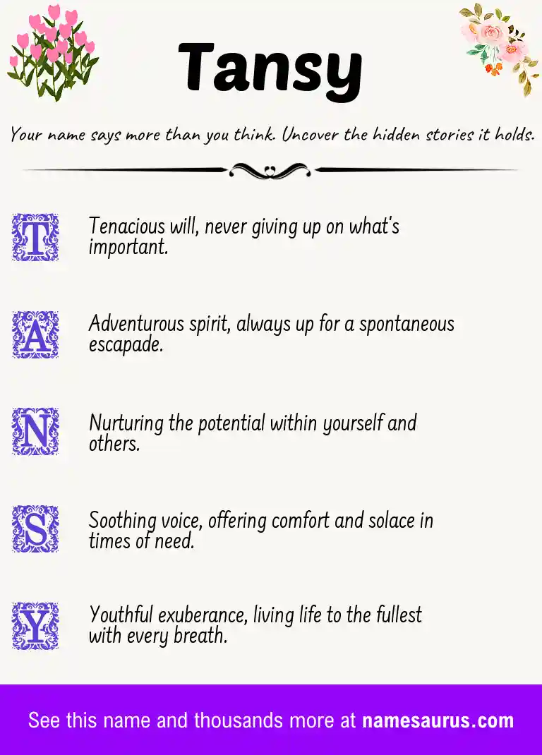 Acrostic poem about Tansy.