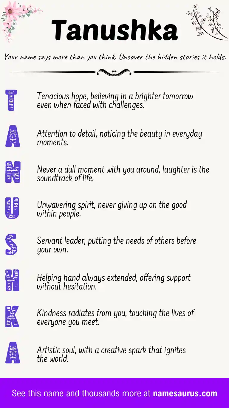 Acrostic poem about Tanushka.