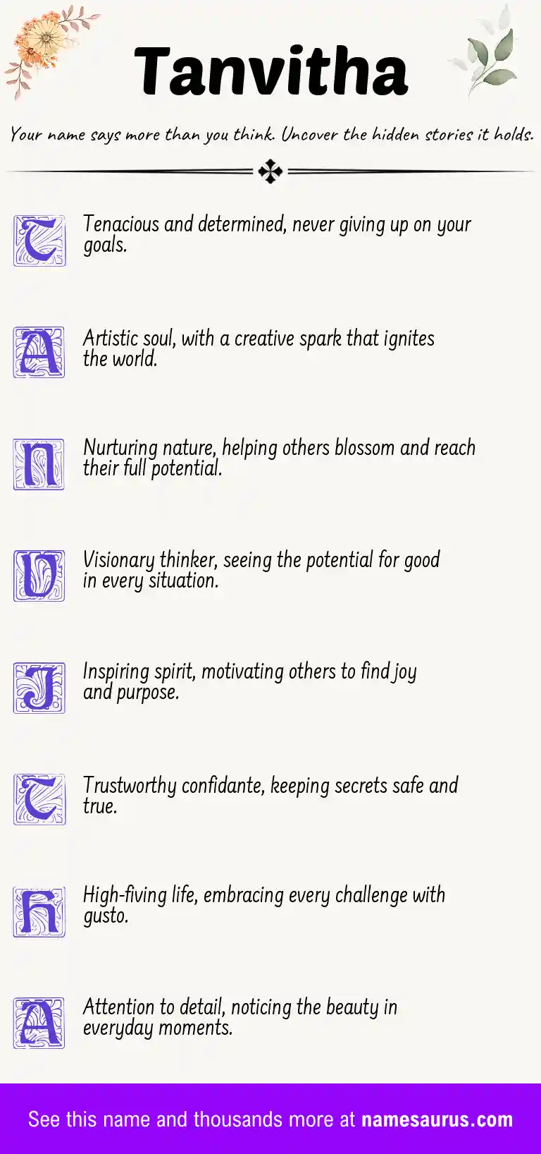 Acrostic poem about Tanvitha.