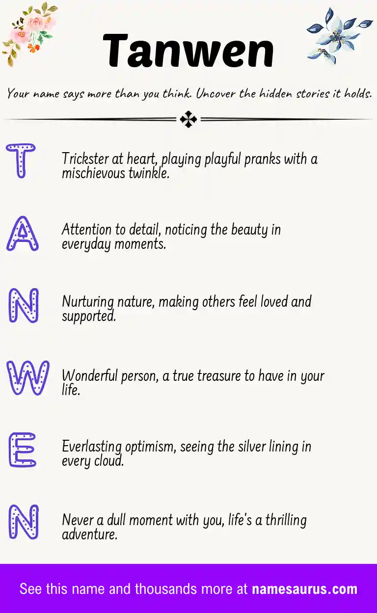Acrostic poem about Tanwen.