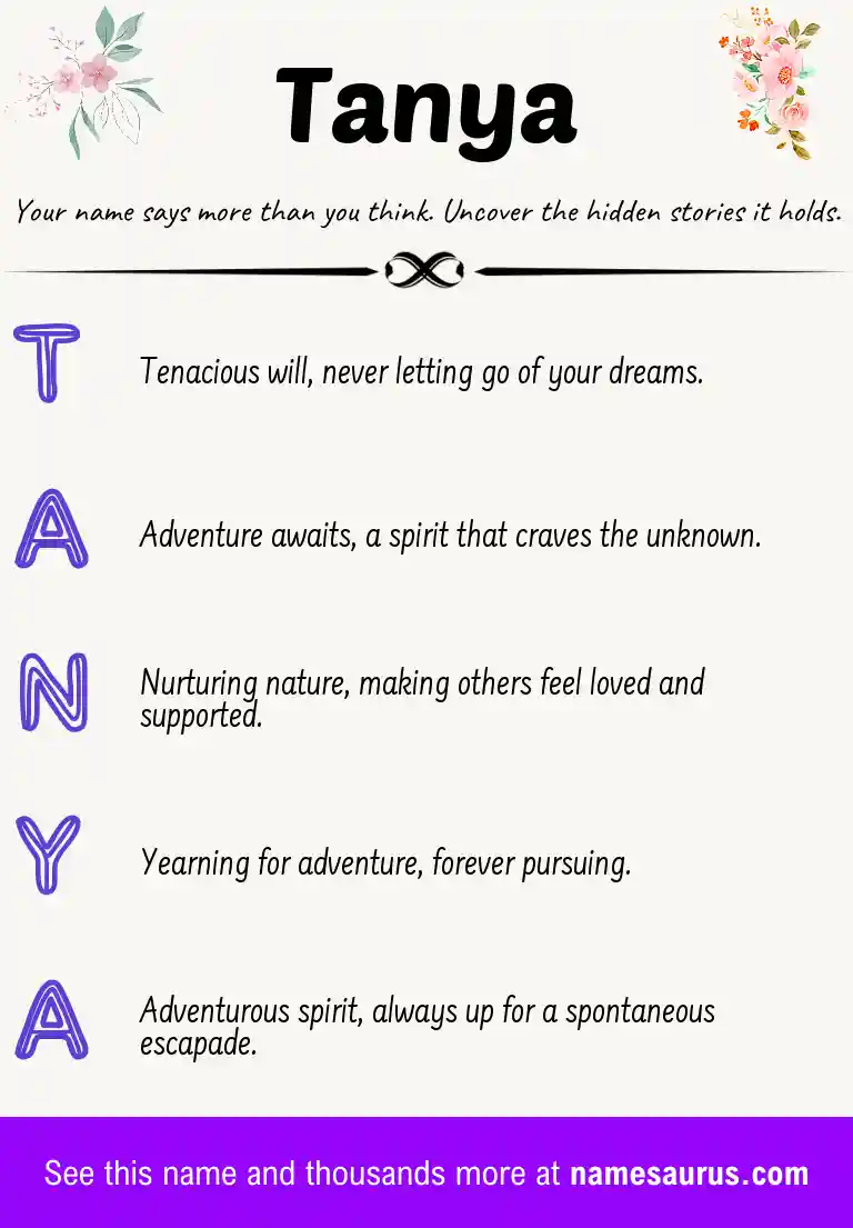 Acrostic poem about Tanya.