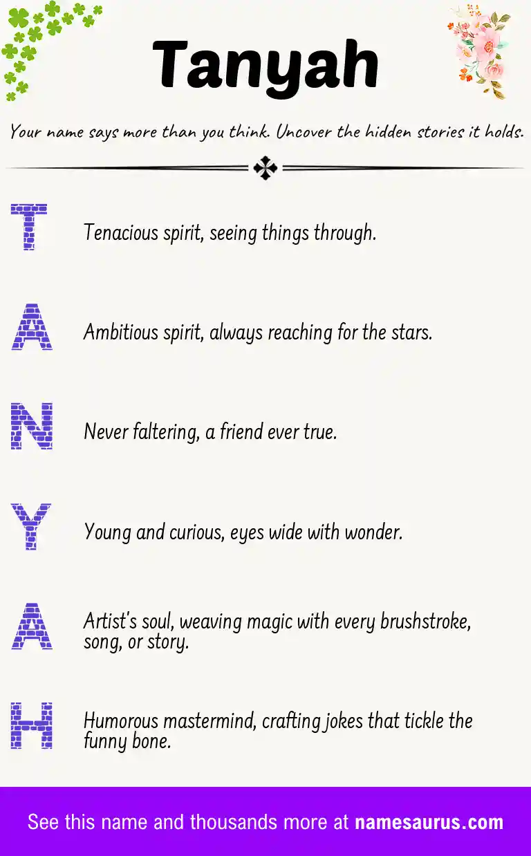 Acrostic poem about Tanyah.