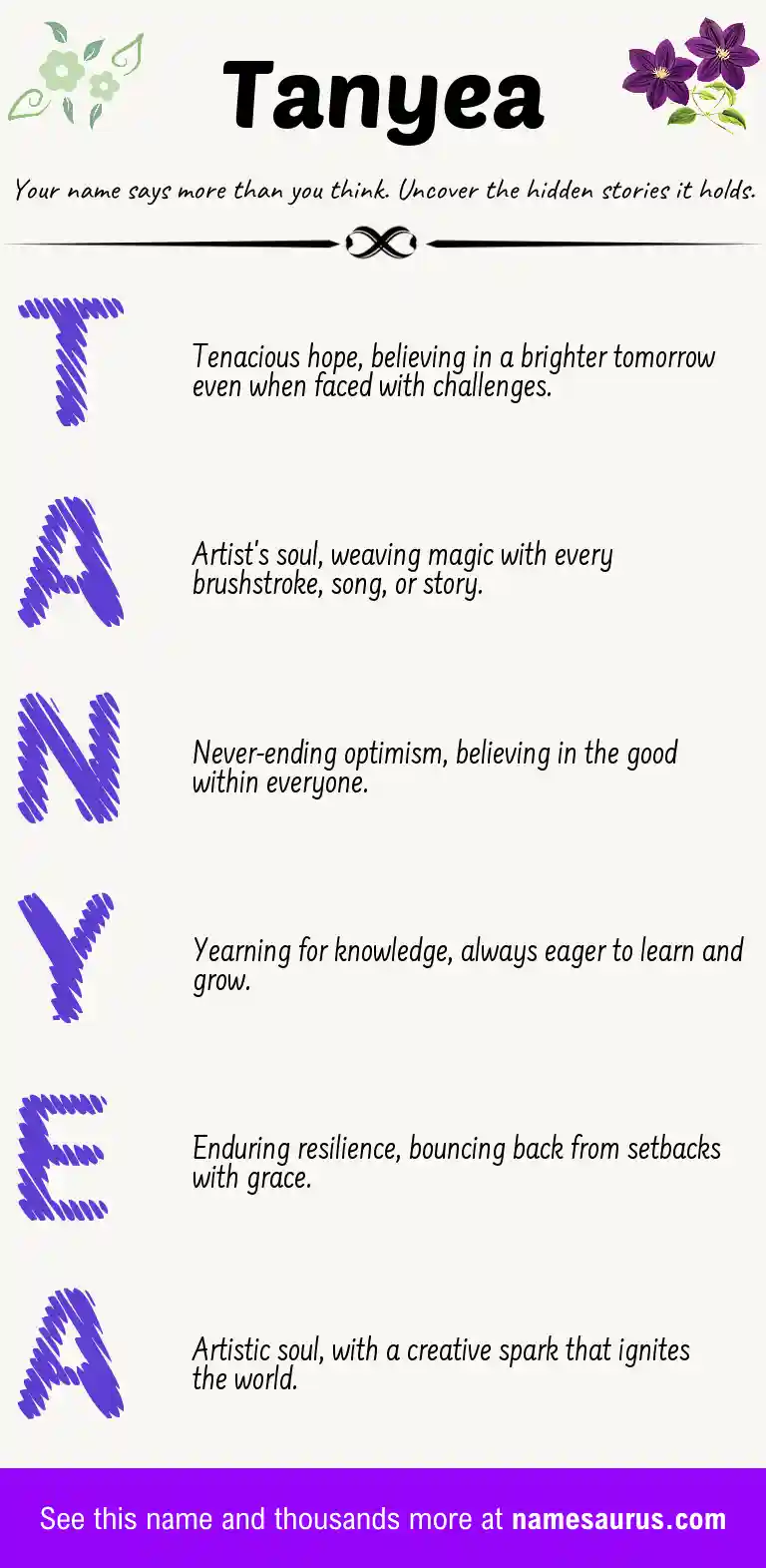 Acrostic poem about Tanyea.
