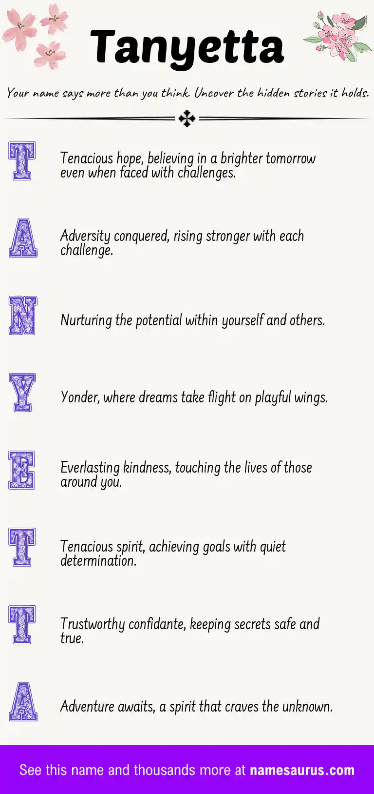 Acrostic poem about Tanyetta.