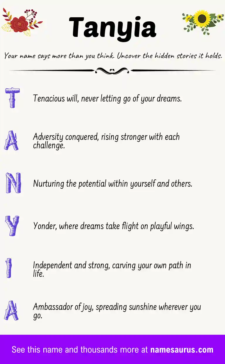 Acrostic poem about Tanyia.