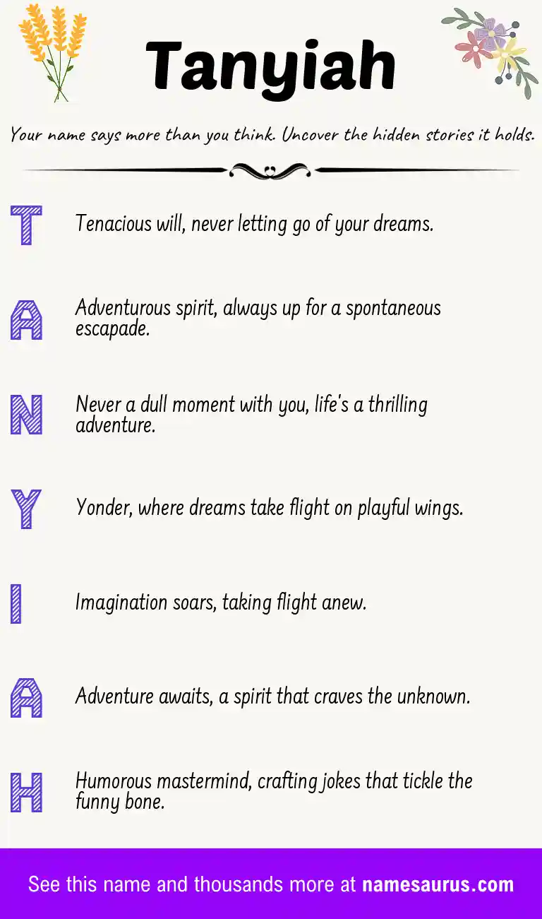 Acrostic poem about Tanyiah.