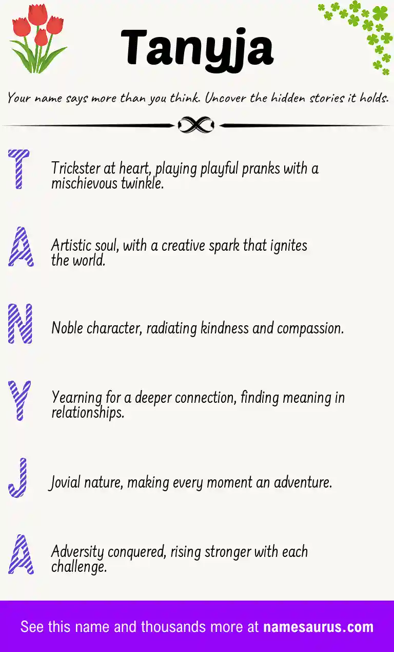 Acrostic poem about Tanyja.