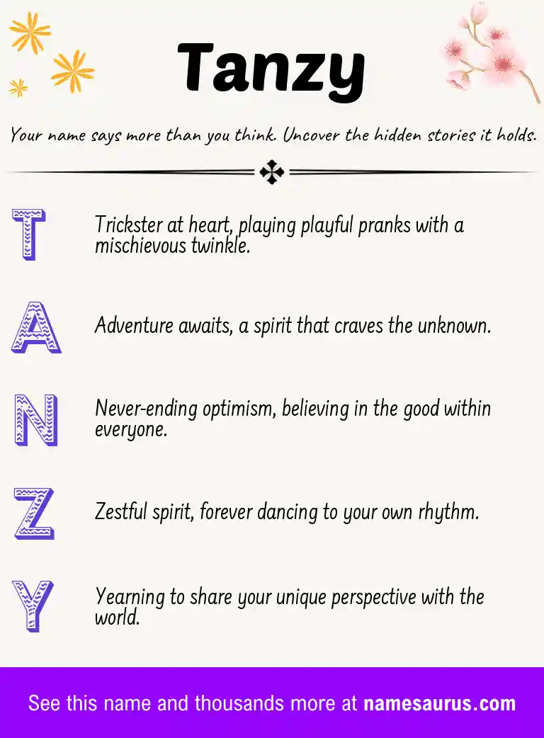 Acrostic poem about Tanzy.