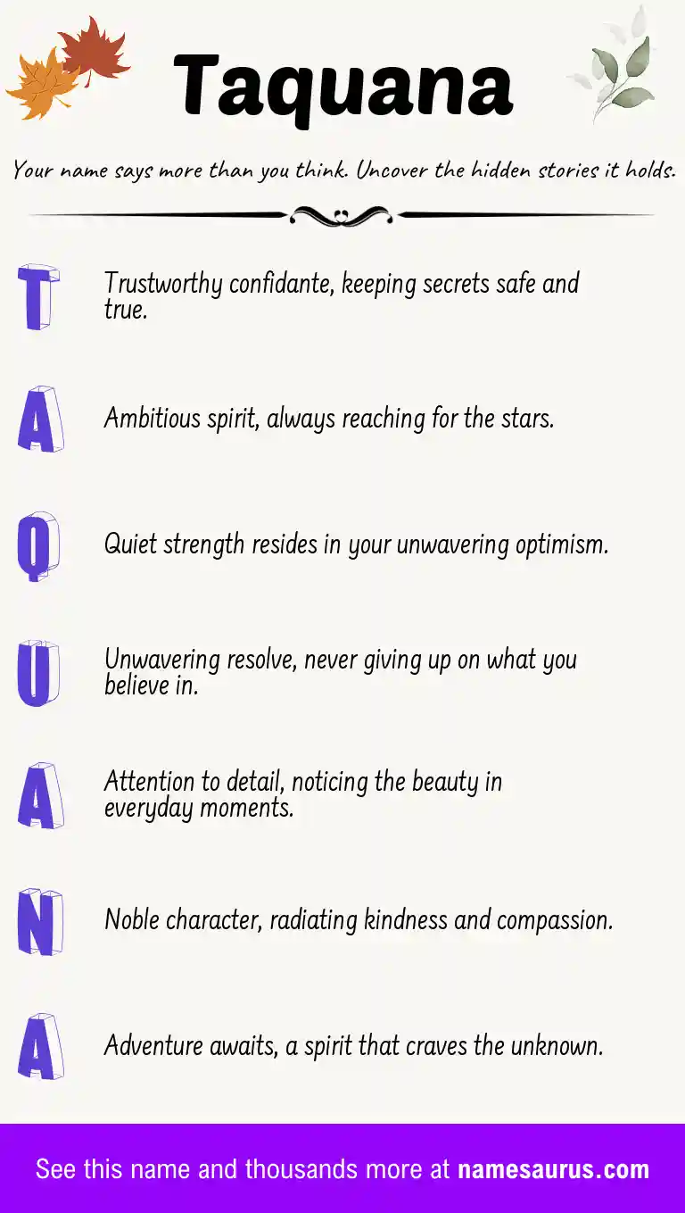 Acrostic poem about Taquana.
