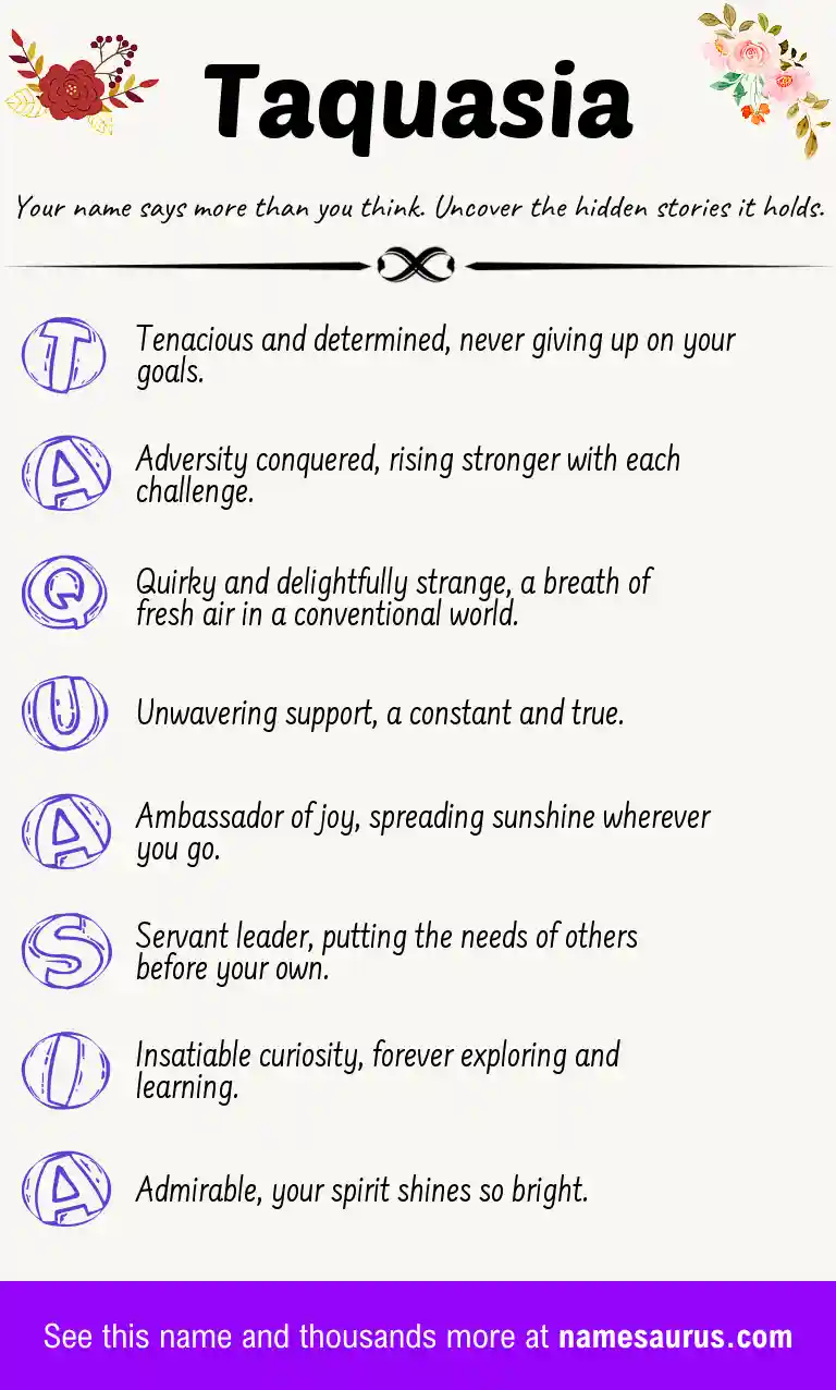 Acrostic poem about Taquasia.