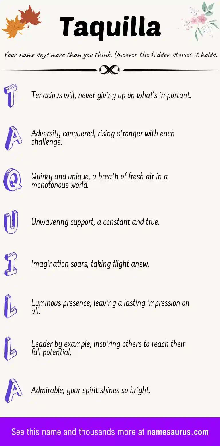 Acrostic poem about Taquilla.