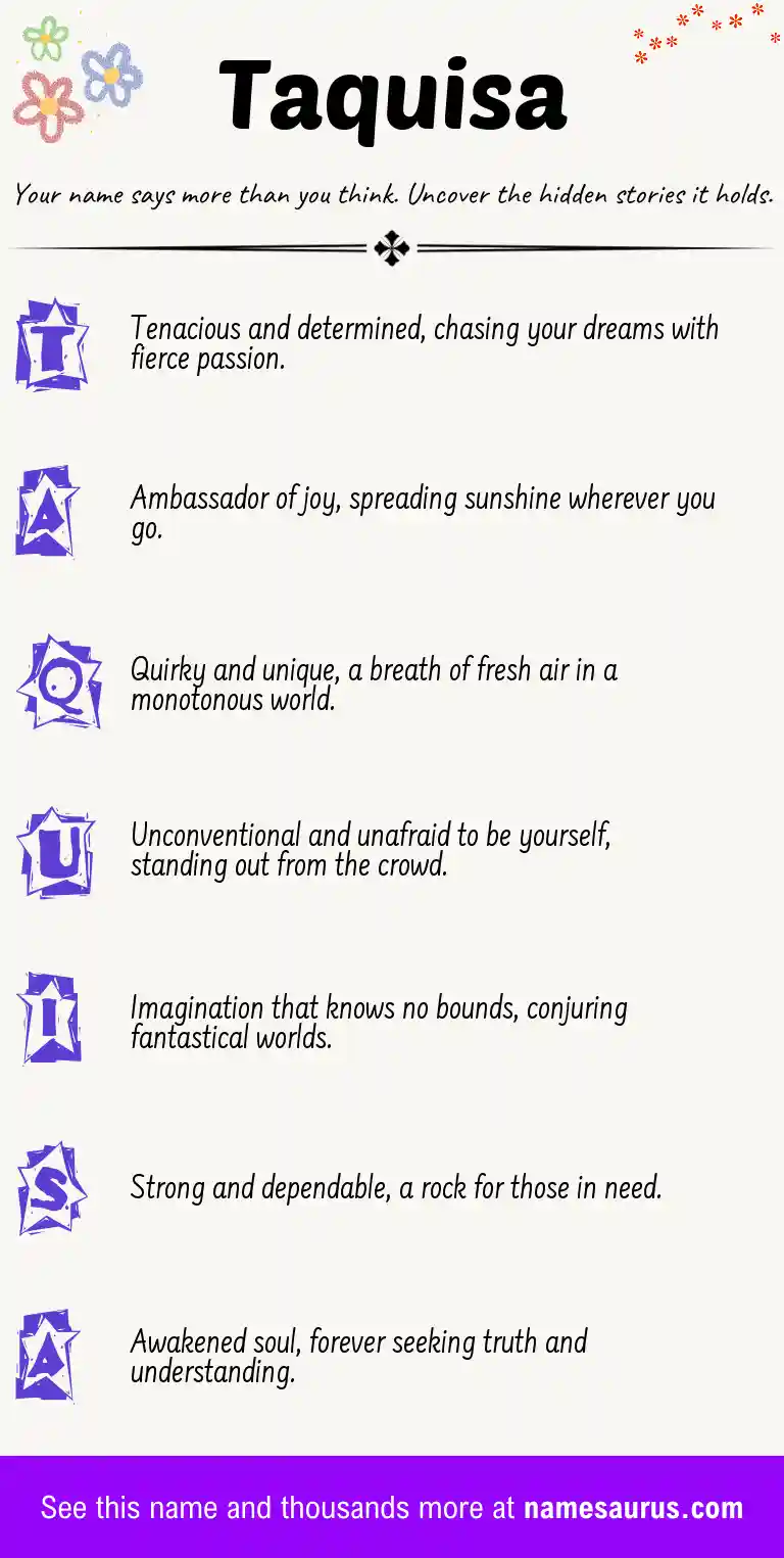 Acrostic poem about Taquisa.