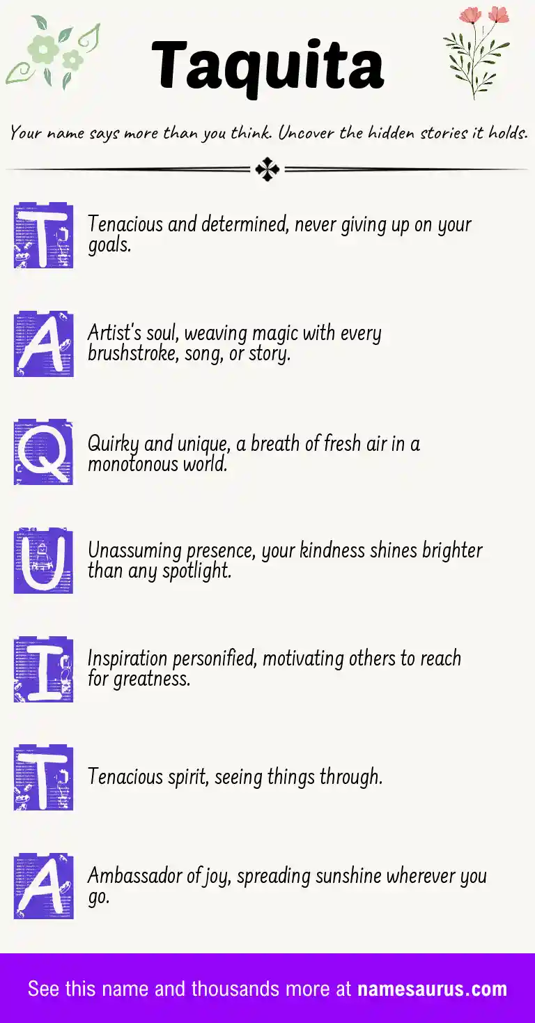 Acrostic poem about Taquita.