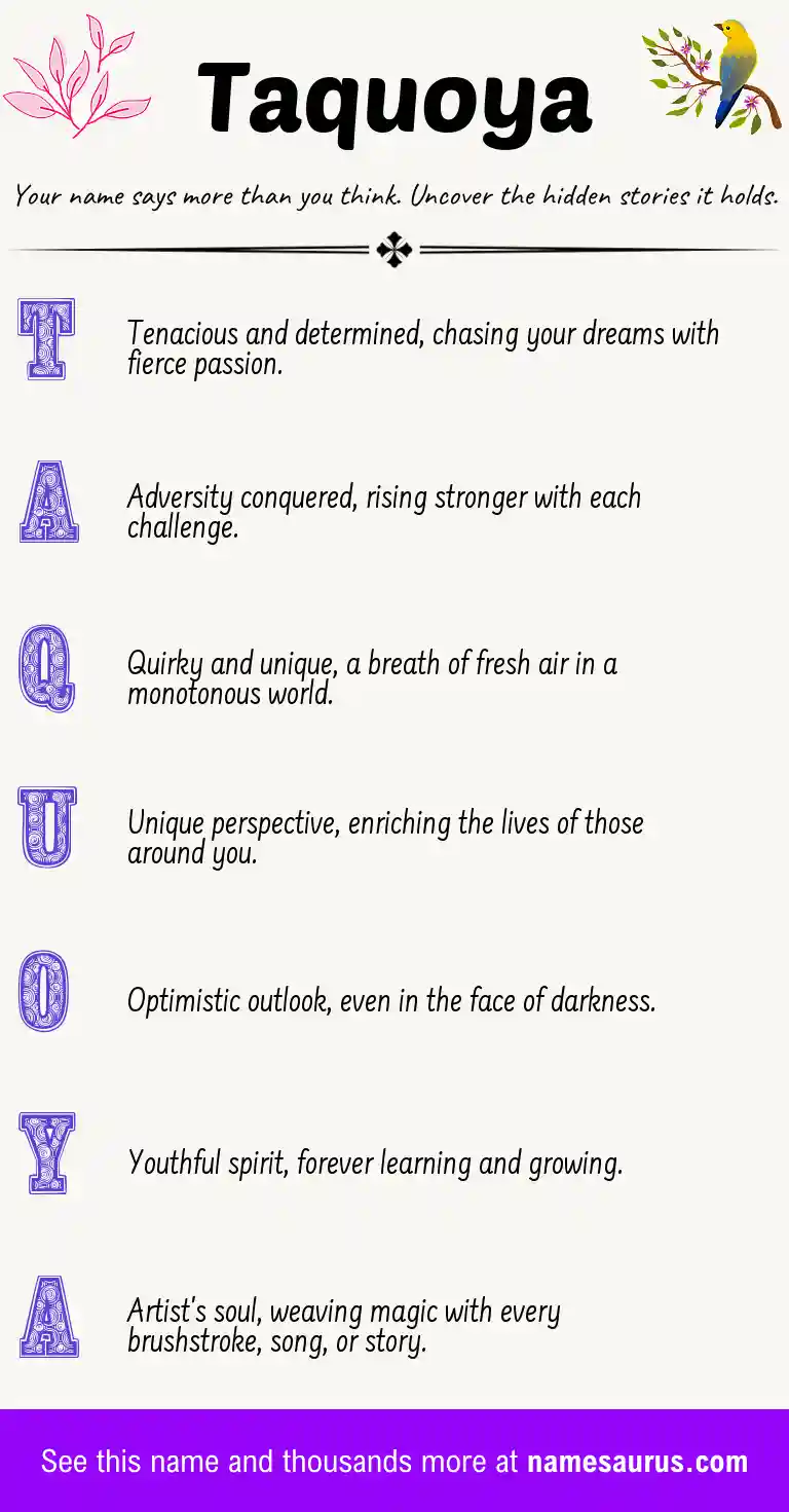 Acrostic poem about Taquoya.