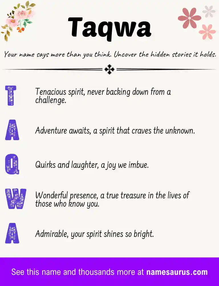 Acrostic poem about Taqwa.
