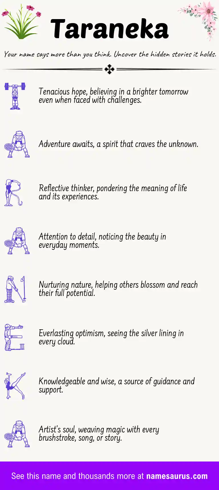 Acrostic poem about Taraneka.