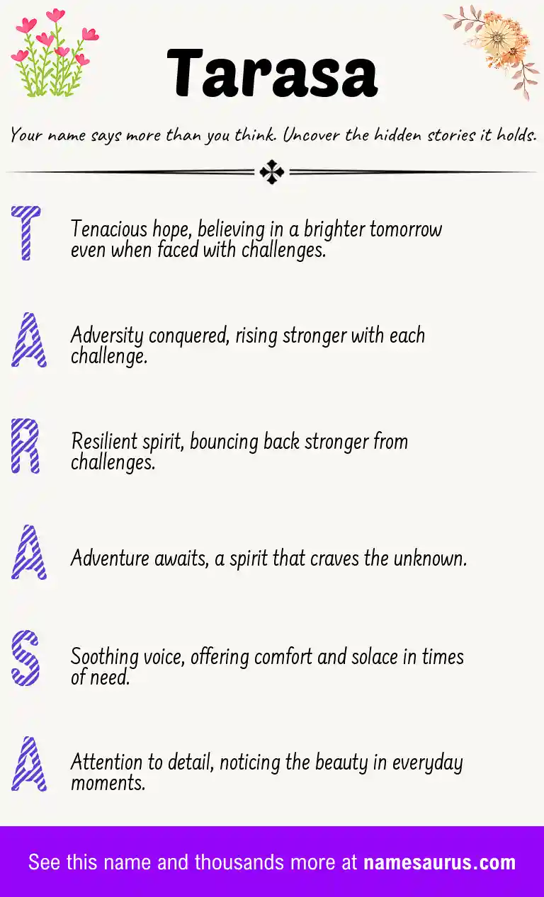Acrostic poem about Tarasa.
