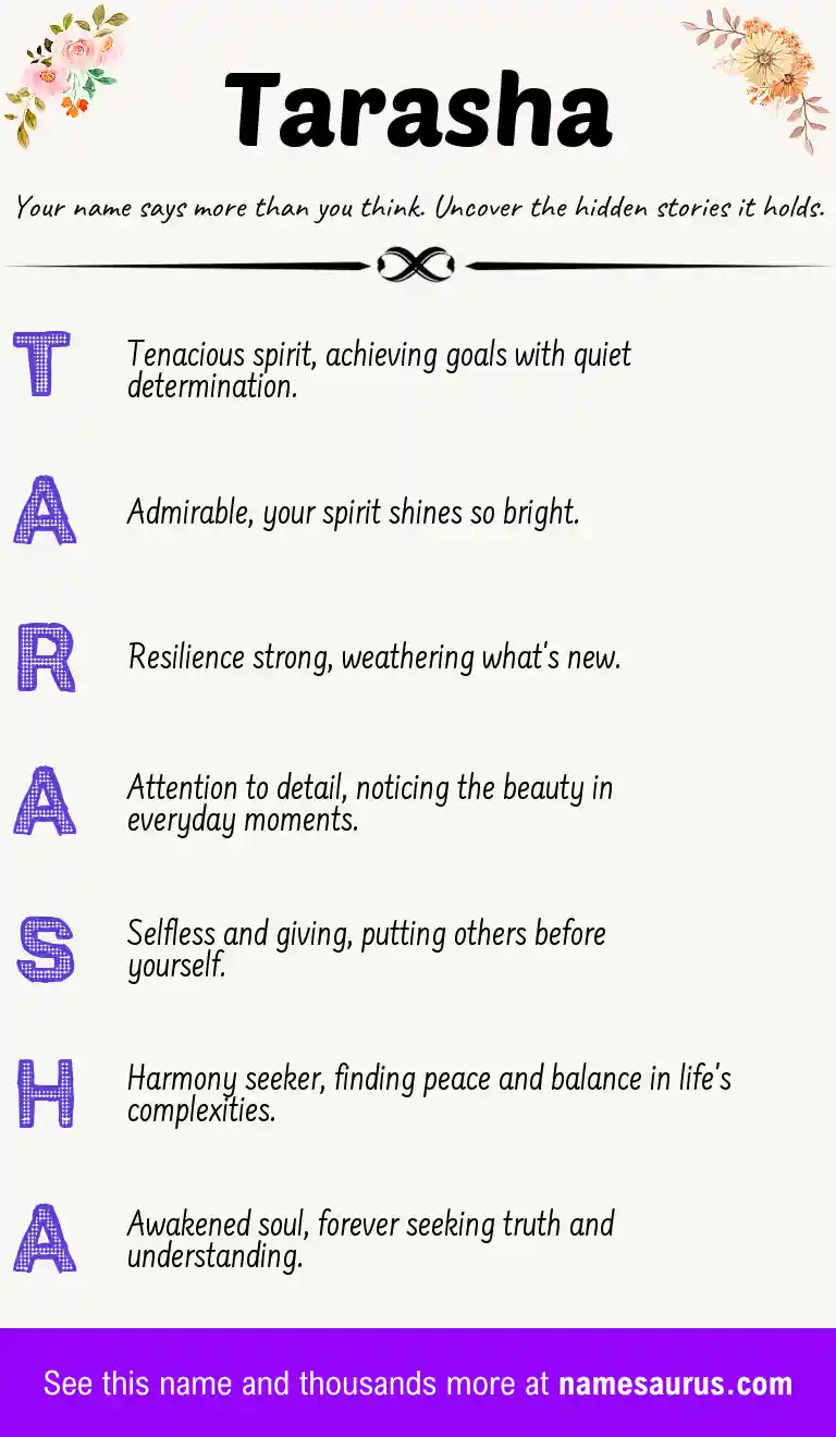 Acrostic poem about Tarasha.