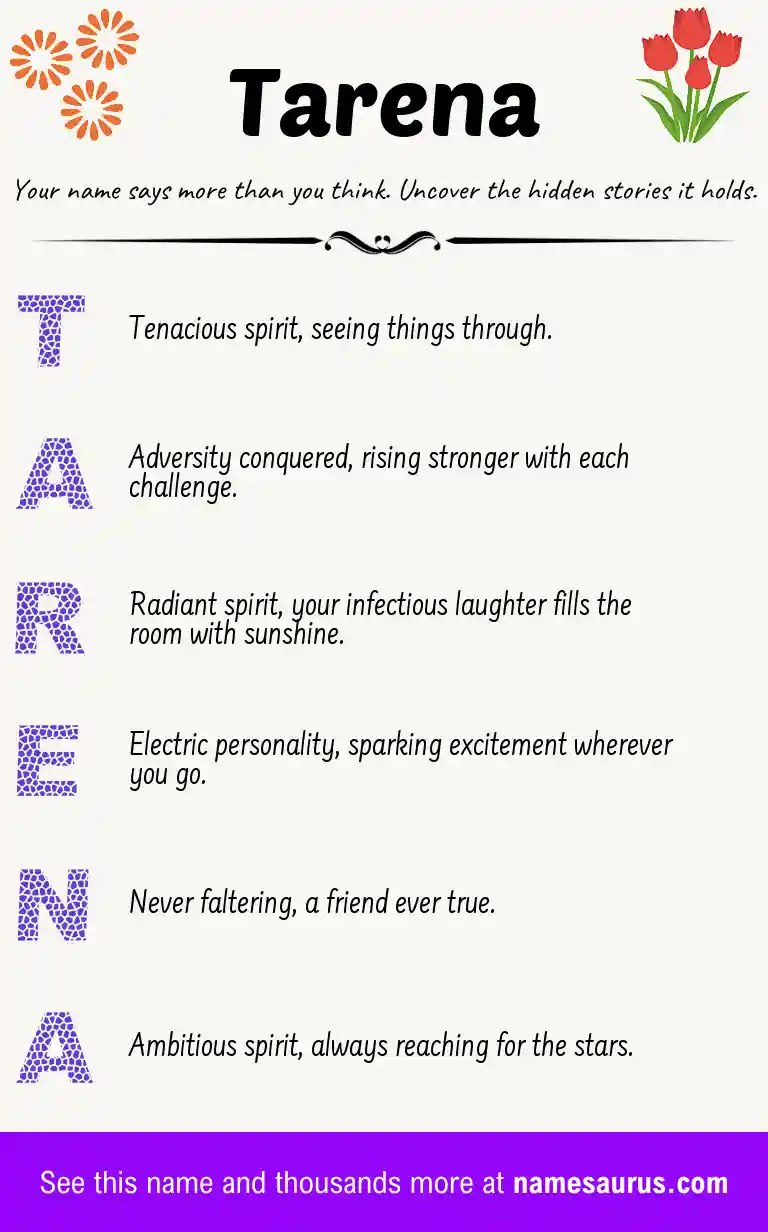 Acrostic poem about Tarena.