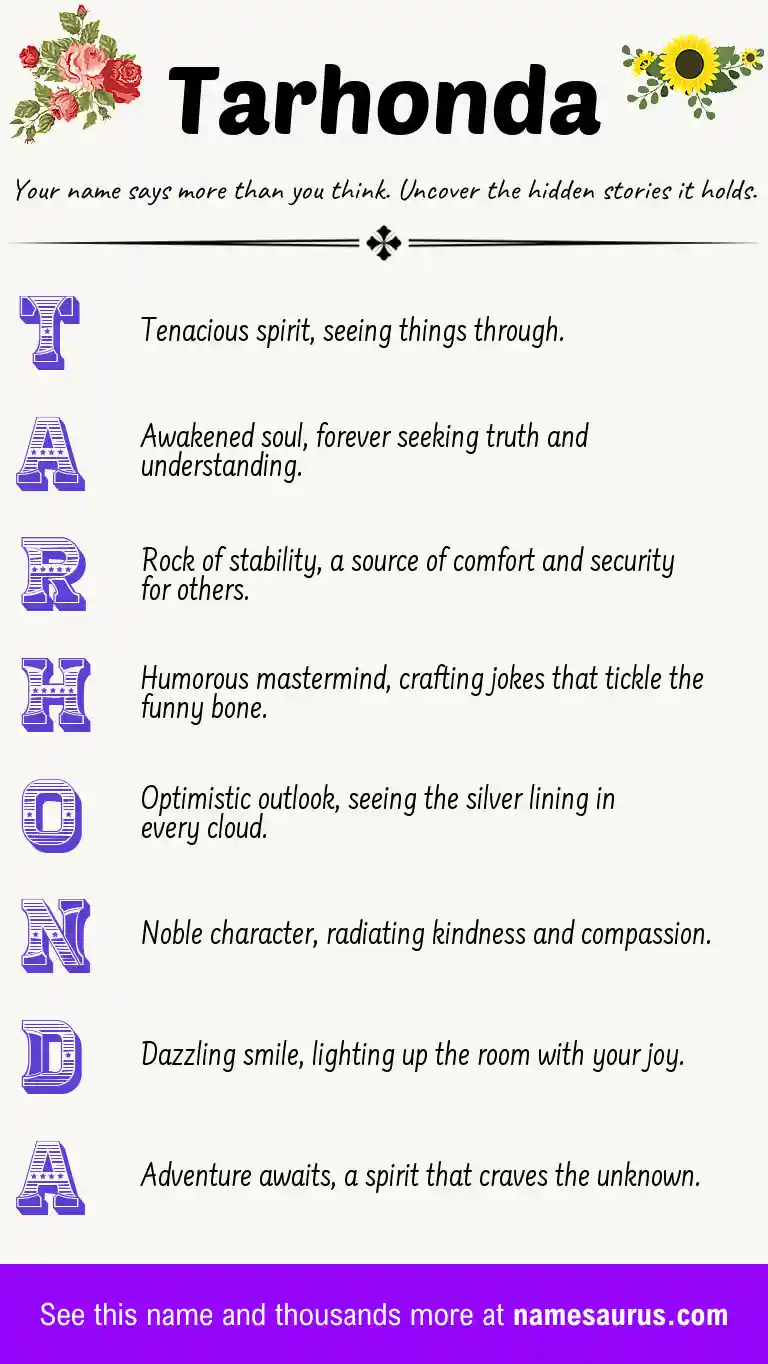 Acrostic poem about Tarhonda.