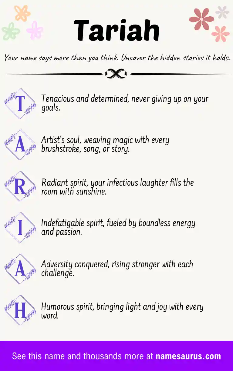 Acrostic poem about Tariah.