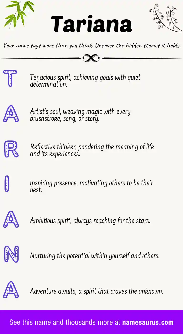 Acrostic poem about Tariana.