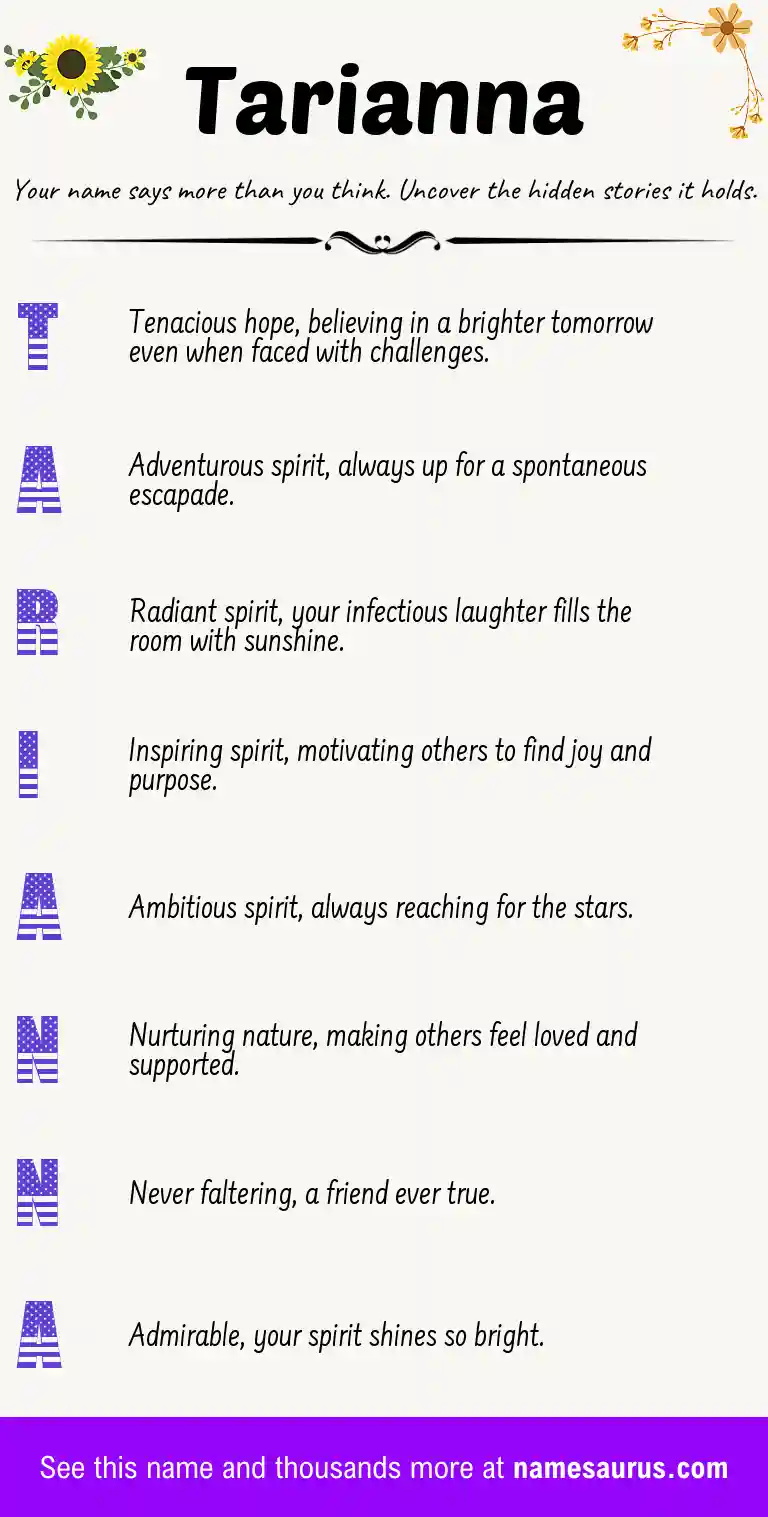 Acrostic poem about Tarianna.