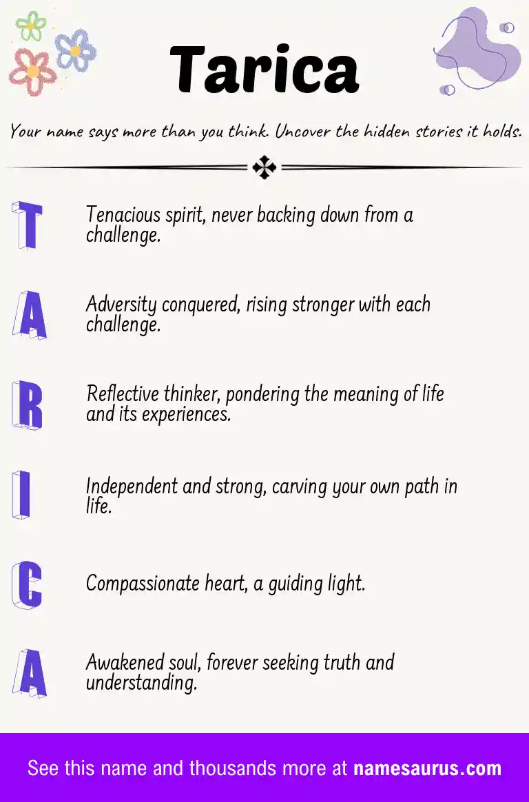 Acrostic poem about Tarica.