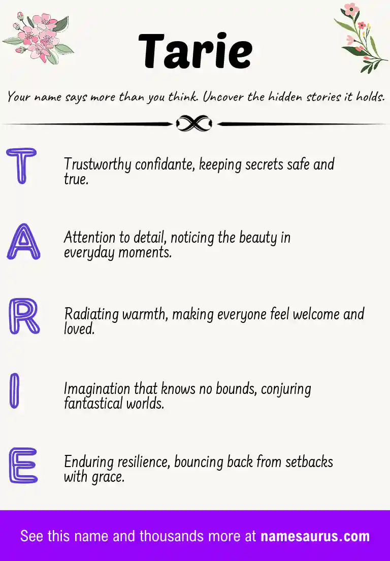 Acrostic poem about Tarie.