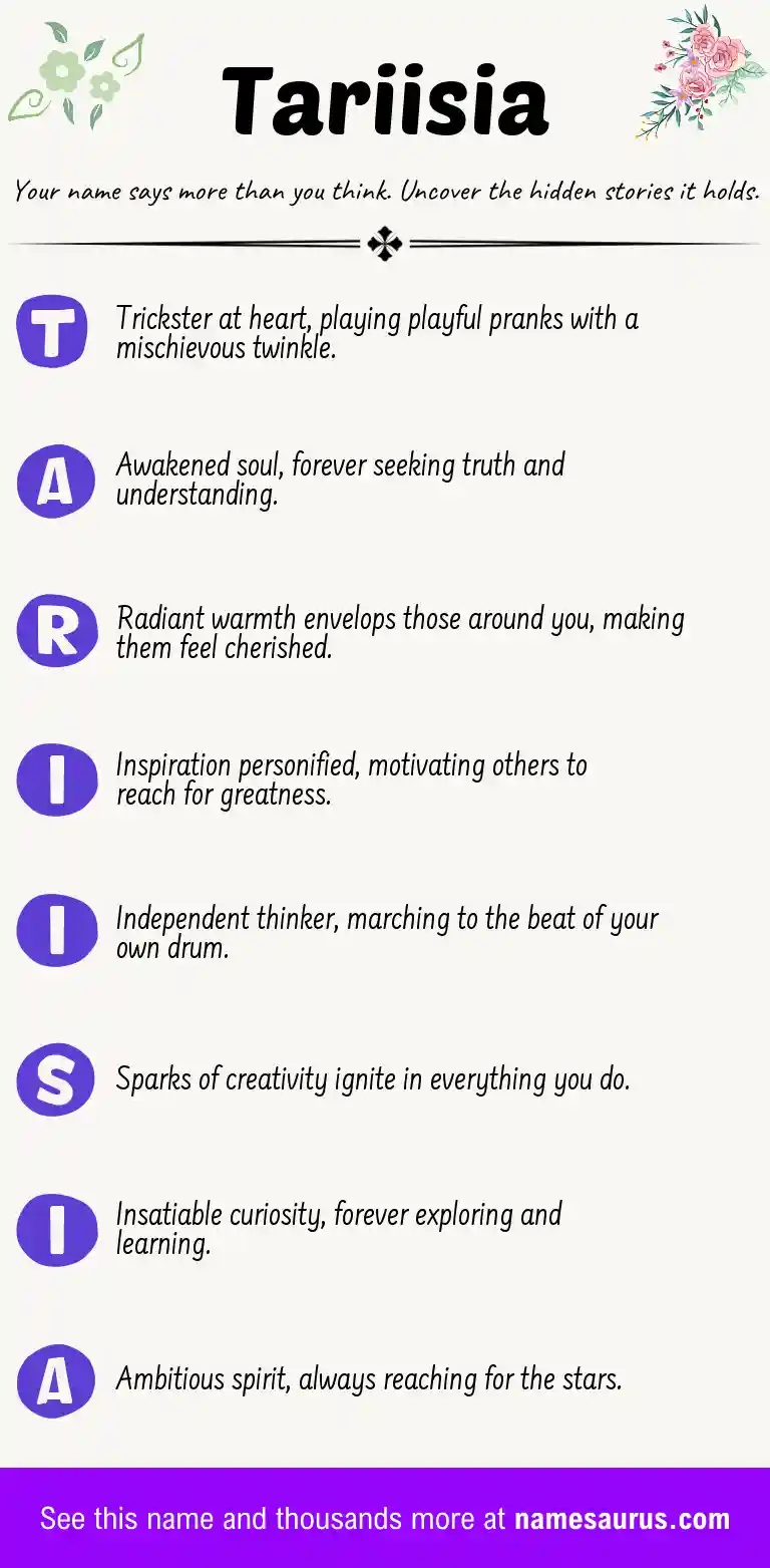 Acrostic poem about Tariisia.