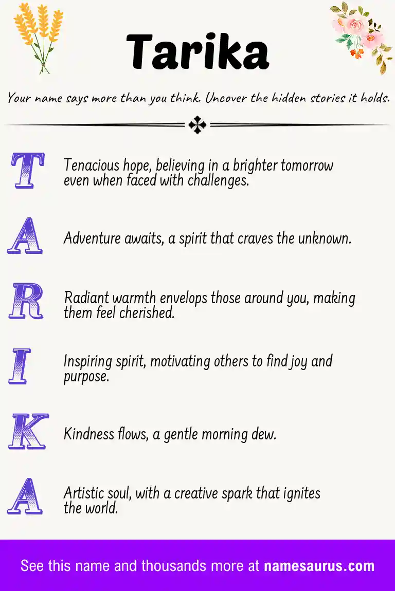 Acrostic poem about Tarika.