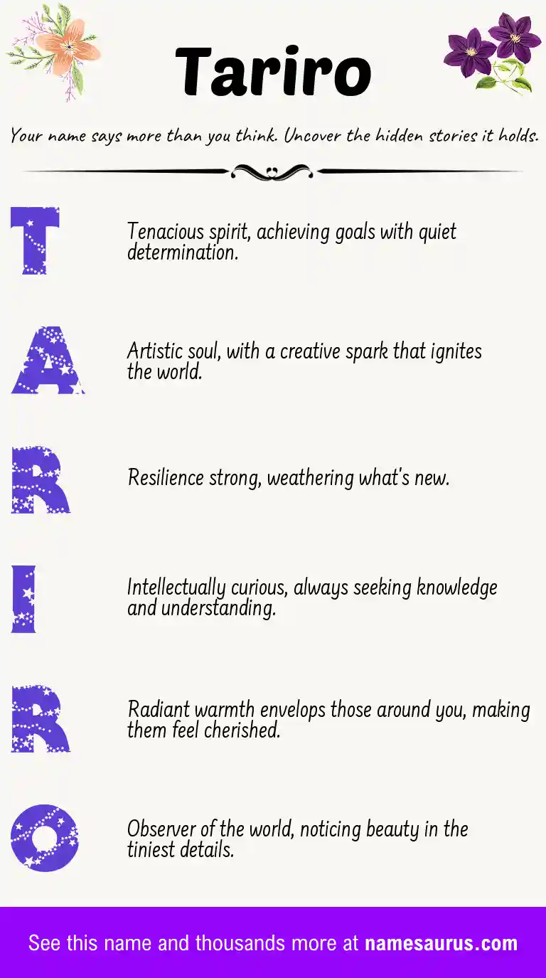 Acrostic poem about Tariro.