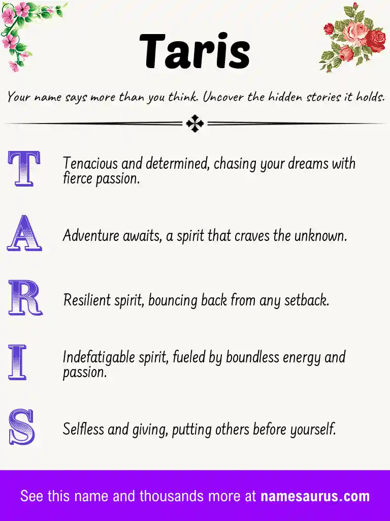 Acrostic poem about Taris.