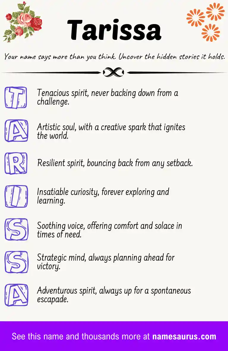 Acrostic poem about Tarissa.