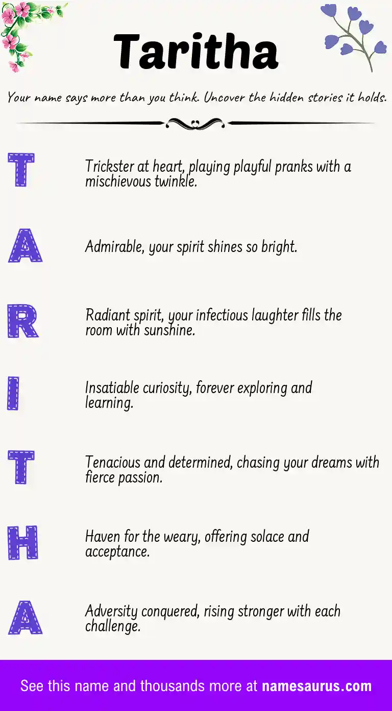 Acrostic poem about Taritha.