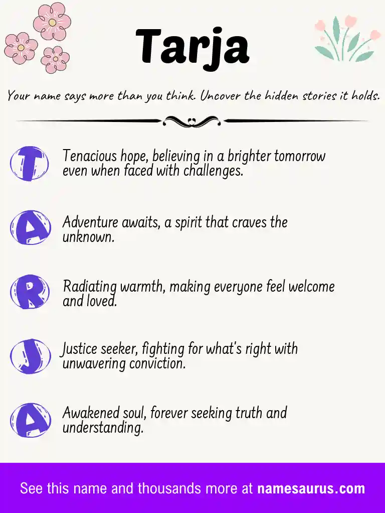 Acrostic poem about Tarja.